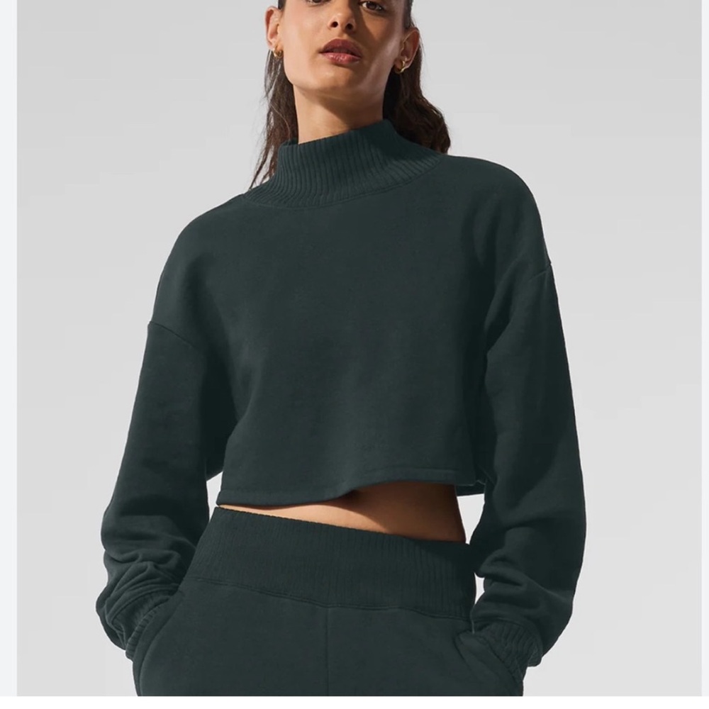 Alo Serenity Wide Leg Sweatpant and Cropped Sweatshirt SET